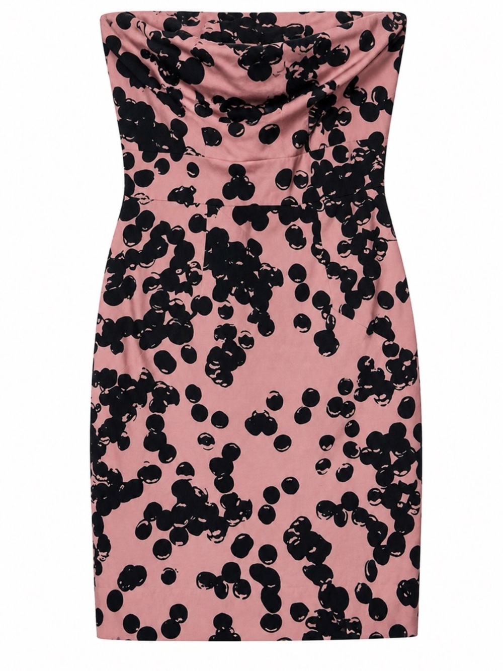 The Limited Strapless Champagne Bubbles Pink & Black Tubeless Strap Dress (240)